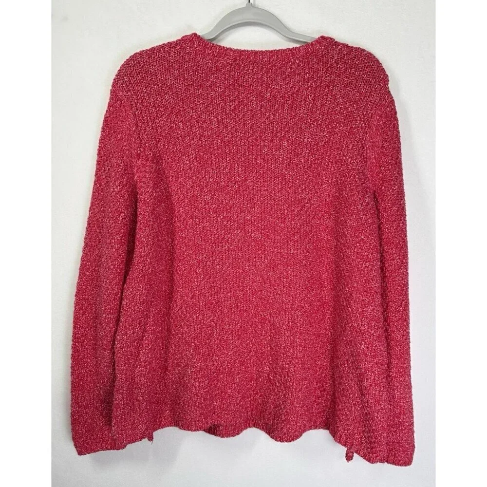 Talbots Textured Sweater Size 2XP Petite Pink Zipper Hem Chunky Knit Pullover
